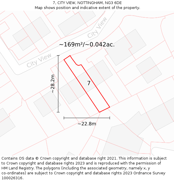 7, CITY VIEW, NOTTINGHAM, NG3 6DE: Plot and title map