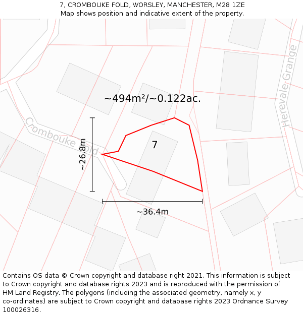 7, CROMBOUKE FOLD, WORSLEY, MANCHESTER, M28 1ZE: Plot and title map