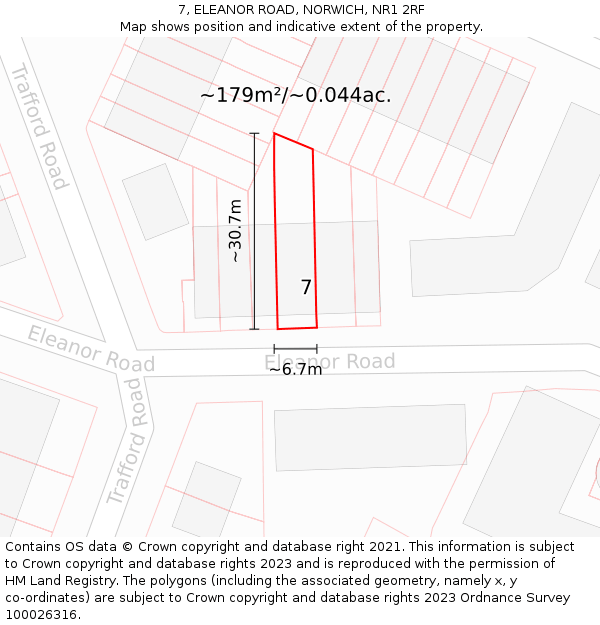 7, ELEANOR ROAD, NORWICH, NR1 2RF: Plot and title map