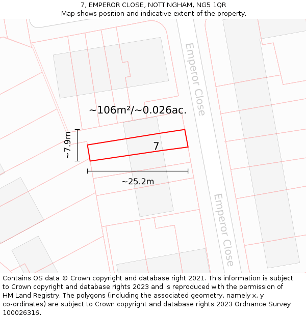 7, EMPEROR CLOSE, NOTTINGHAM, NG5 1QR: Plot and title map