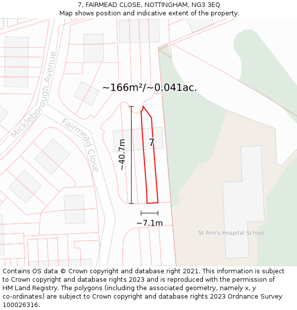 7, FAIRMEAD CLOSE, NOTTINGHAM, NG3 3EQ: Plot and title map