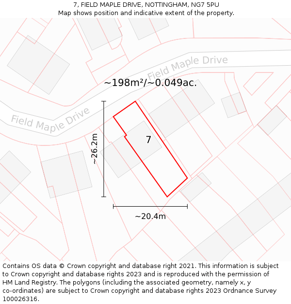 7, FIELD MAPLE DRIVE, NOTTINGHAM, NG7 5PU: Plot and title map