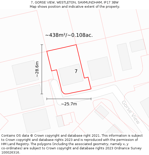 7, GORSE VIEW, WESTLETON, SAXMUNDHAM, IP17 3BW: Plot and title map