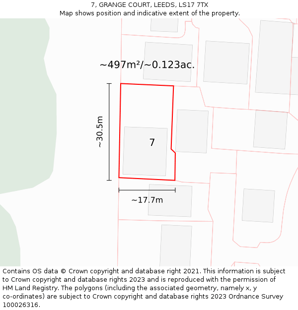 7, GRANGE COURT, LEEDS, LS17 7TX: Plot and title map