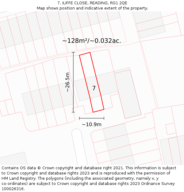 7, ILIFFE CLOSE, READING, RG1 2QE: Plot and title map