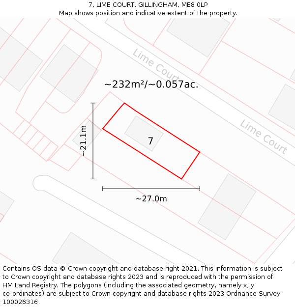 7, LIME COURT, GILLINGHAM, ME8 0LP: Plot and title map