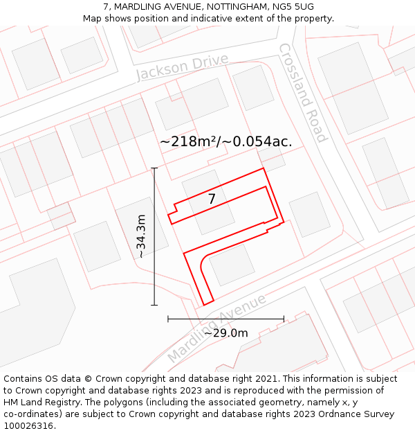 7, MARDLING AVENUE, NOTTINGHAM, NG5 5UG: Plot and title map