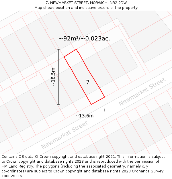 7, NEWMARKET STREET, NORWICH, NR2 2DW: Plot and title map