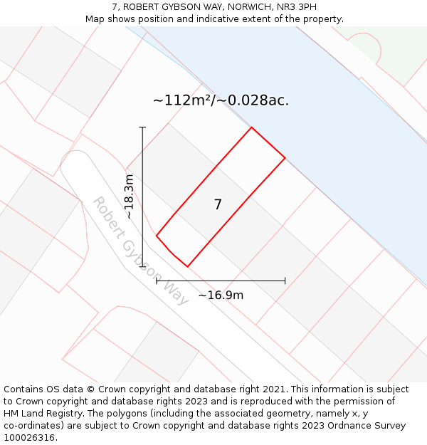 7, ROBERT GYBSON WAY, NORWICH, NR3 3PH: Plot and title map