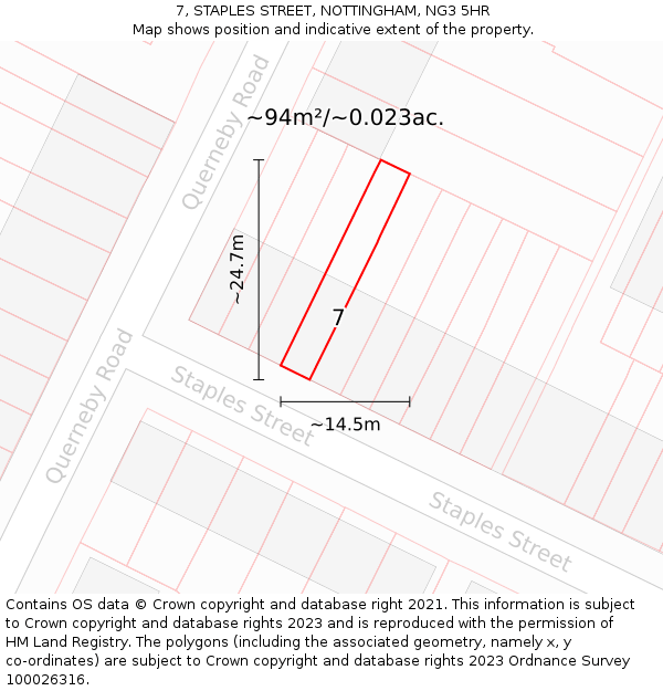 7, STAPLES STREET, NOTTINGHAM, NG3 5HR: Plot and title map