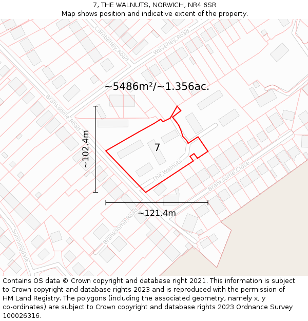 7, THE WALNUTS, NORWICH, NR4 6SR: Plot and title map