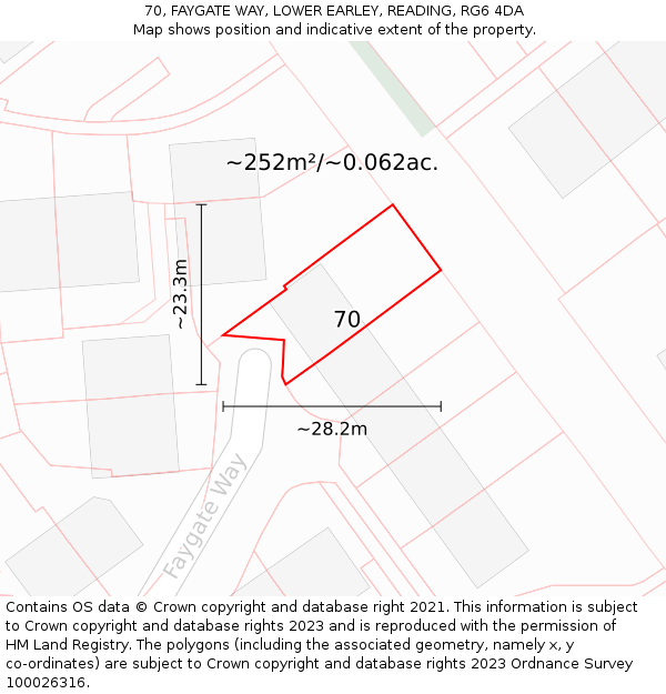 70, FAYGATE WAY, LOWER EARLEY, READING, RG6 4DA: Plot and title map