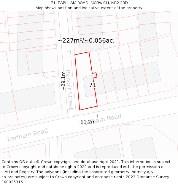 71, EARLHAM ROAD, NORWICH, NR2 3RD: Plot and title map