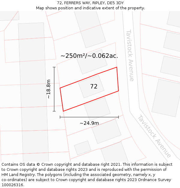 72, FERRERS WAY, RIPLEY, DE5 3DY: Plot and title map