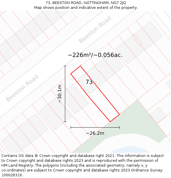 73, BEESTON ROAD, NOTTINGHAM, NG7 2JQ: Plot and title map