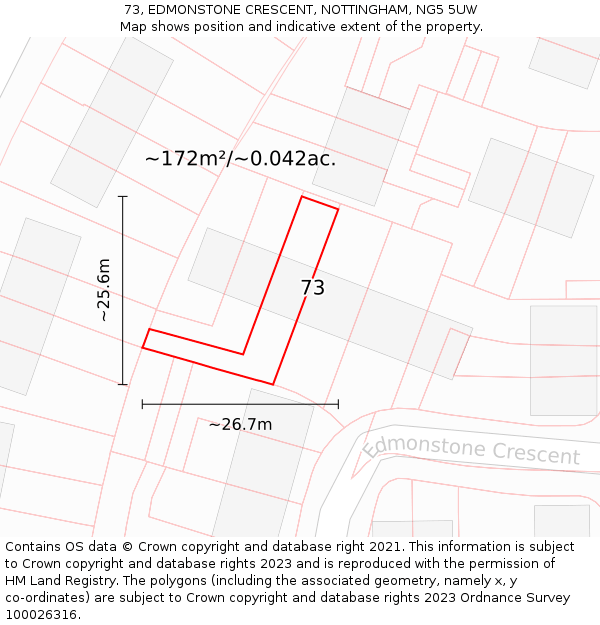 73, EDMONSTONE CRESCENT, NOTTINGHAM, NG5 5UW: Plot and title map
