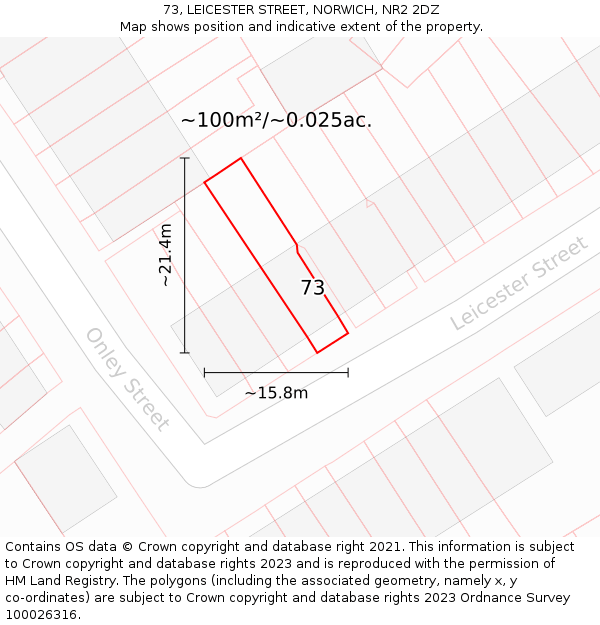 73, LEICESTER STREET, NORWICH, NR2 2DZ: Plot and title map
