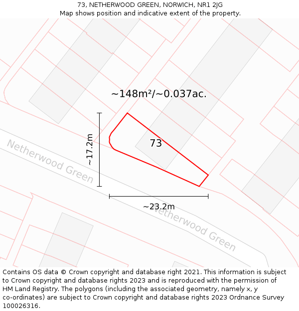 73, NETHERWOOD GREEN, NORWICH, NR1 2JG: Plot and title map
