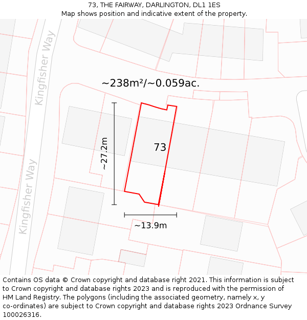 73, THE FAIRWAY, DARLINGTON, DL1 1ES: Plot and title map