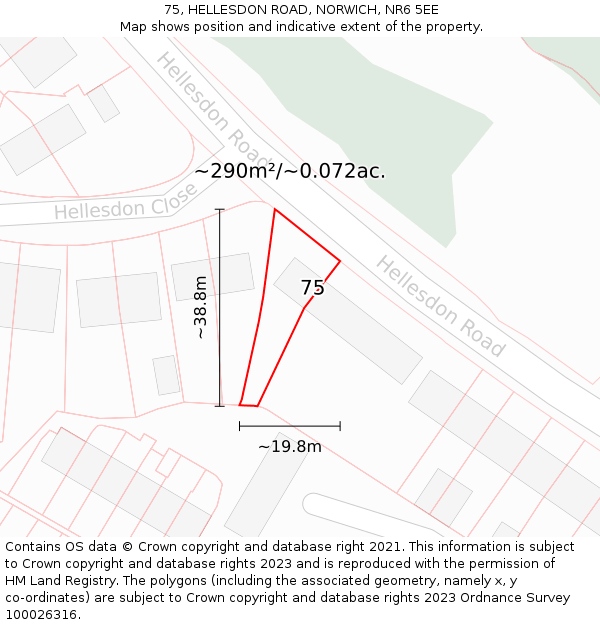 75, HELLESDON ROAD, NORWICH, NR6 5EE: Plot and title map
