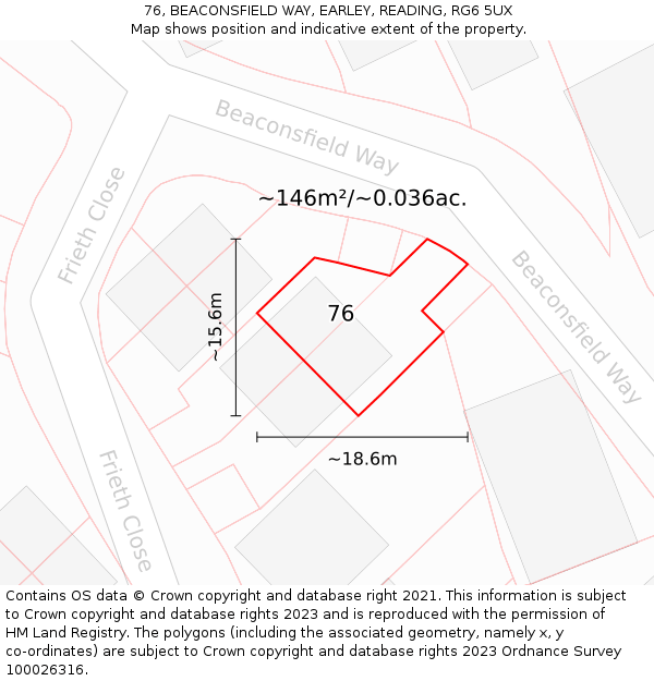 76, BEACONSFIELD WAY, EARLEY, READING, RG6 5UX: Plot and title map