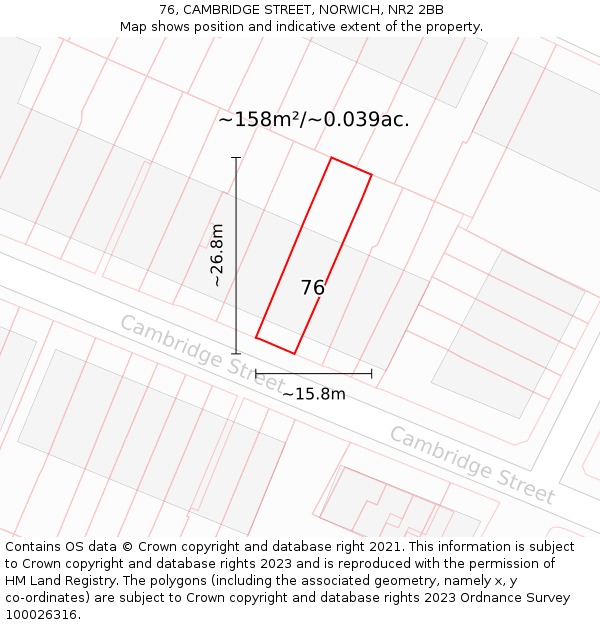 76, CAMBRIDGE STREET, NORWICH, NR2 2BB: Plot and title map