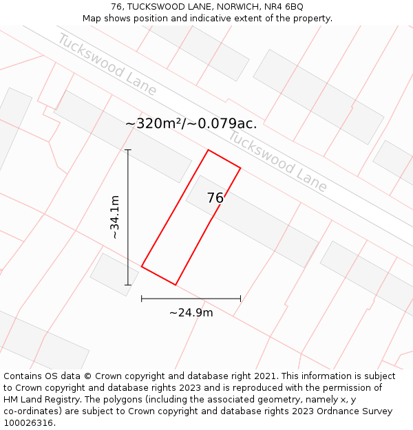 76, TUCKSWOOD LANE, NORWICH, NR4 6BQ: Plot and title map