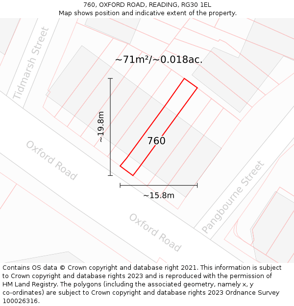 760, OXFORD ROAD, READING, RG30 1EL: Plot and title map