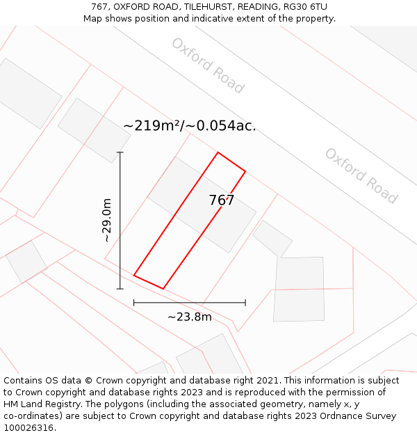 767, OXFORD ROAD, TILEHURST, READING, RG30 6TU: Plot and title map