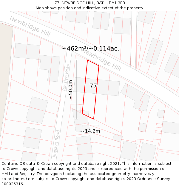 77, NEWBRIDGE HILL, BATH, BA1 3PR: Plot and title map