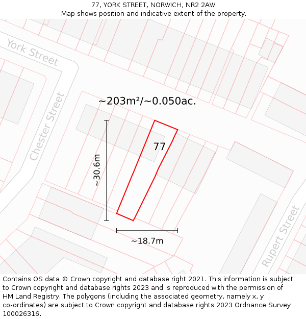 77, YORK STREET, NORWICH, NR2 2AW: Plot and title map
