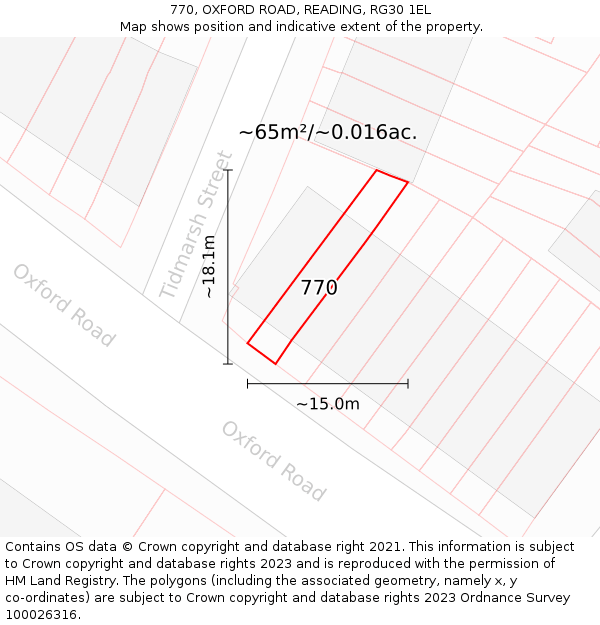 770, OXFORD ROAD, READING, RG30 1EL: Plot and title map