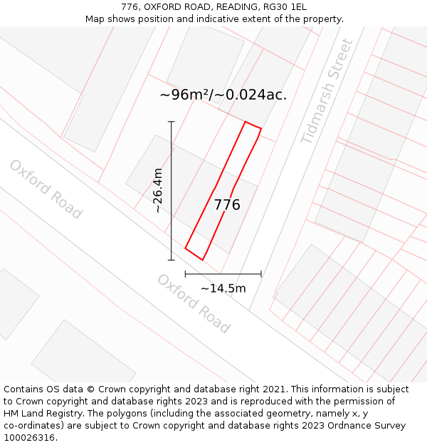 776, OXFORD ROAD, READING, RG30 1EL: Plot and title map
