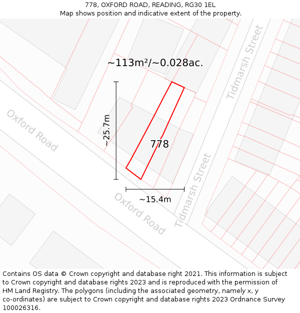 778, OXFORD ROAD, READING, RG30 1EL: Plot and title map