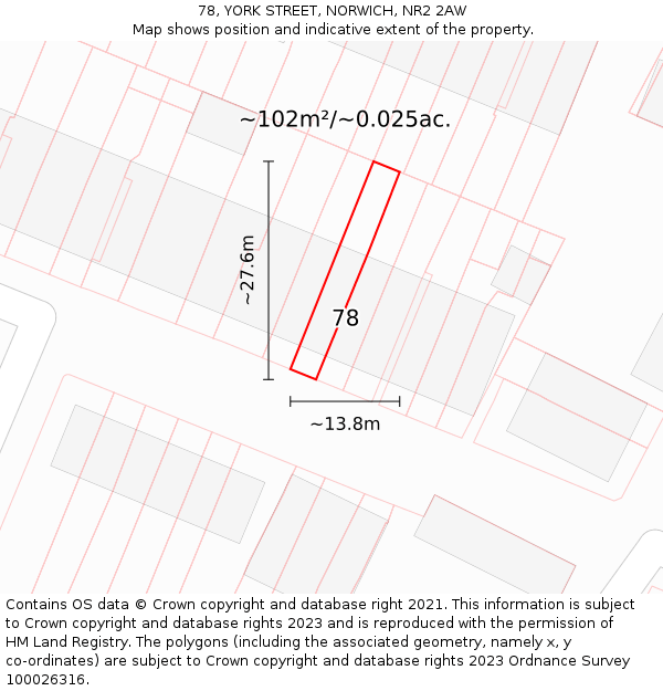 78, YORK STREET, NORWICH, NR2 2AW: Plot and title map