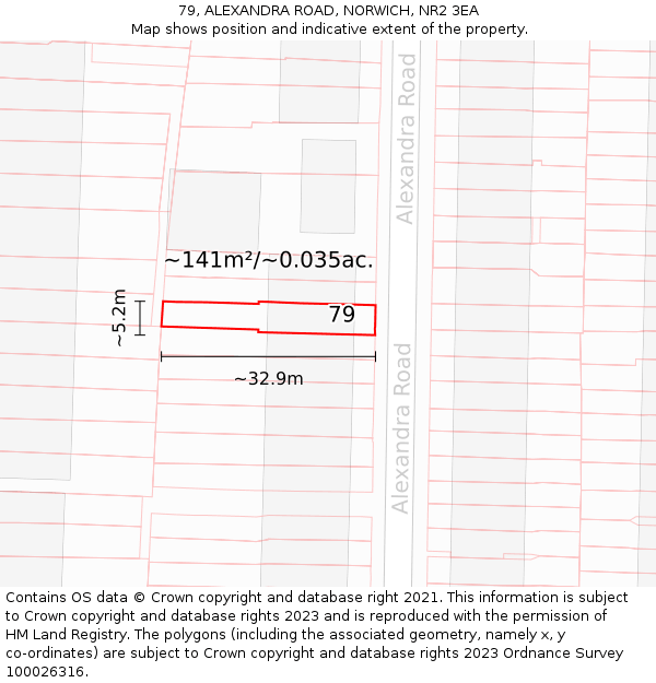 79, ALEXANDRA ROAD, NORWICH, NR2 3EA: Plot and title map