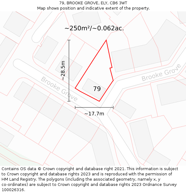 79, BROOKE GROVE, ELY, CB6 3WT: Plot and title map