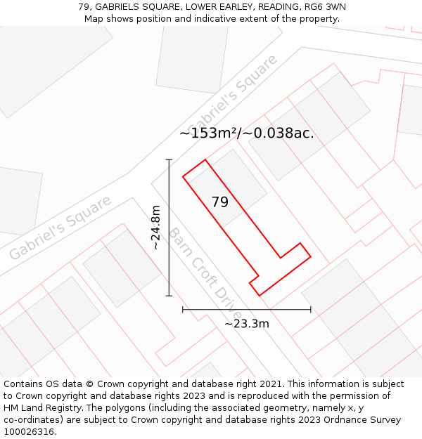 79, GABRIELS SQUARE, LOWER EARLEY, READING, RG6 3WN: Plot and title map