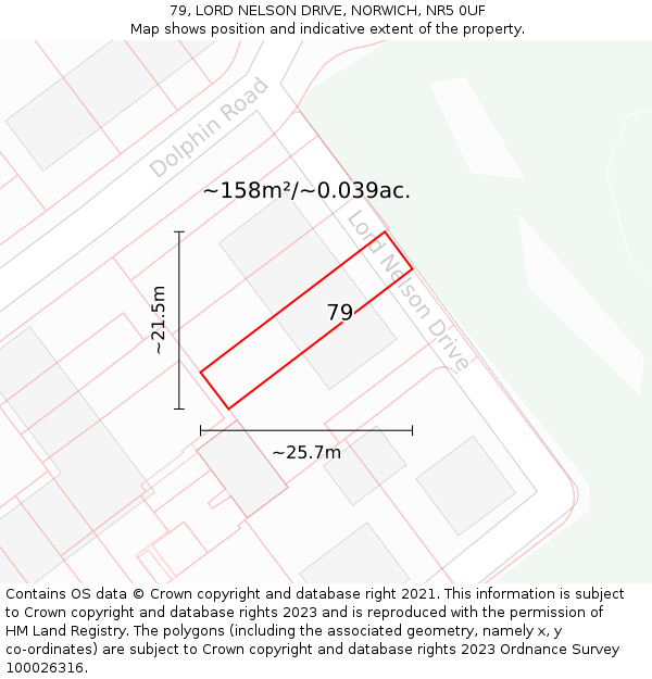 79, LORD NELSON DRIVE, NORWICH, NR5 0UF: Plot and title map