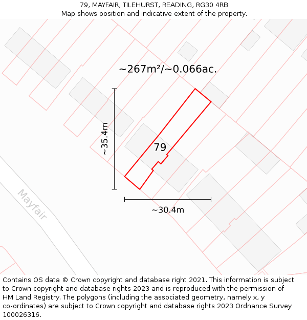 79, MAYFAIR, TILEHURST, READING, RG30 4RB: Plot and title map