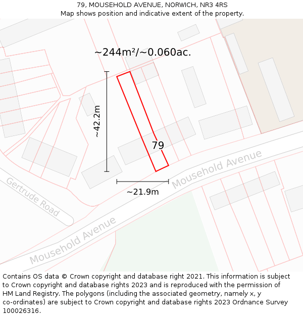 79, MOUSEHOLD AVENUE, NORWICH, NR3 4RS: Plot and title map