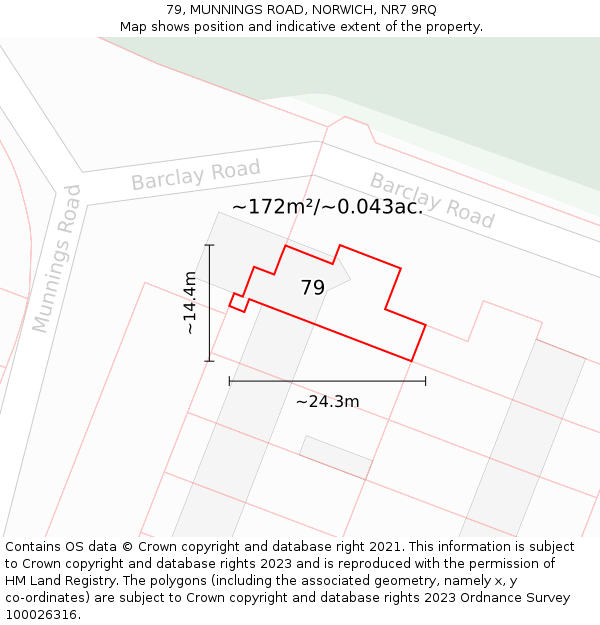 79, MUNNINGS ROAD, NORWICH, NR7 9RQ: Plot and title map