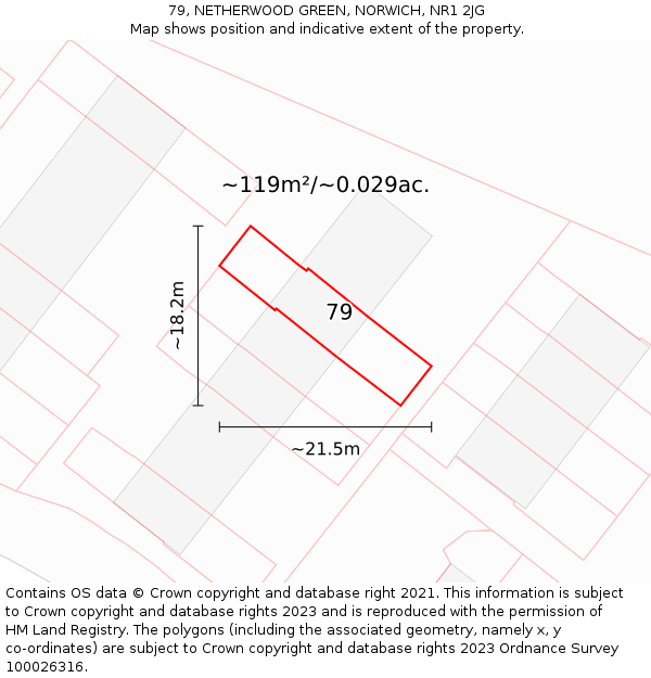 79, NETHERWOOD GREEN, NORWICH, NR1 2JG: Plot and title map