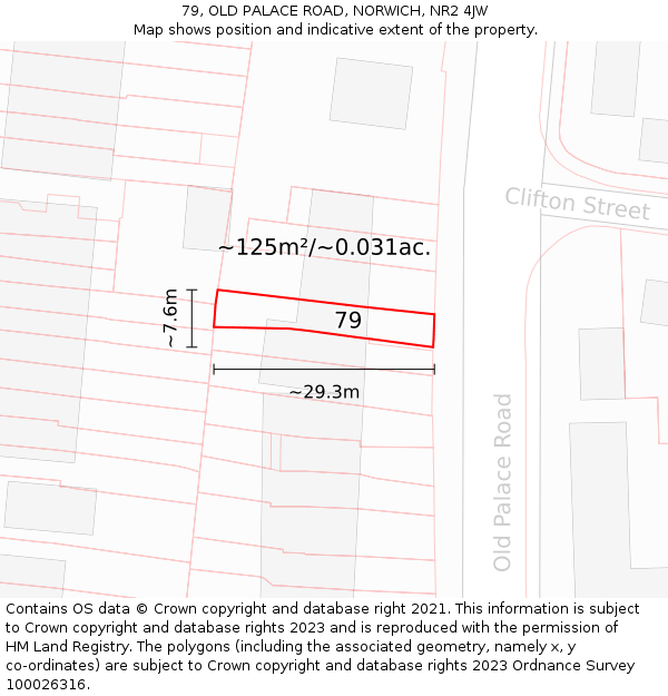 79, OLD PALACE ROAD, NORWICH, NR2 4JW: Plot and title map