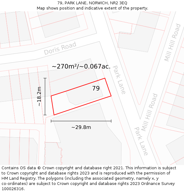 79, PARK LANE, NORWICH, NR2 3EQ: Plot and title map