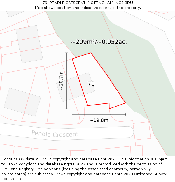 79, PENDLE CRESCENT, NOTTINGHAM, NG3 3DU: Plot and title map