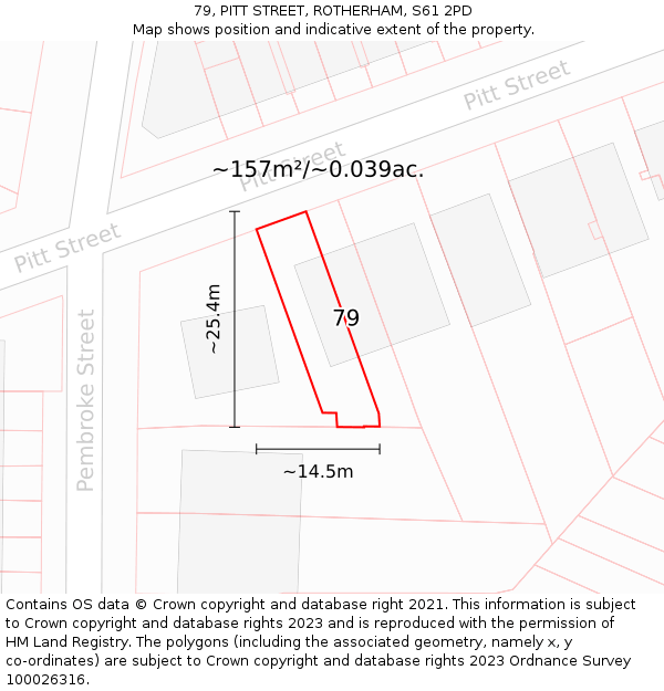 79, PITT STREET, ROTHERHAM, S61 2PD: Plot and title map
