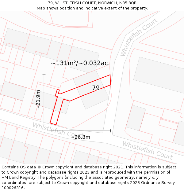 79, WHISTLEFISH COURT, NORWICH, NR5 8QR: Plot and title map