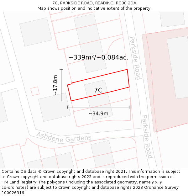 7C, PARKSIDE ROAD, READING, RG30 2DA: Plot and title map