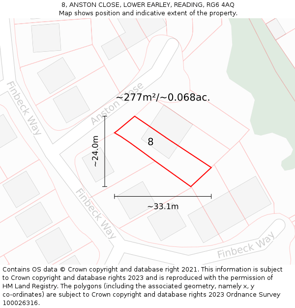 8, ANSTON CLOSE, LOWER EARLEY, READING, RG6 4AQ: Plot and title map